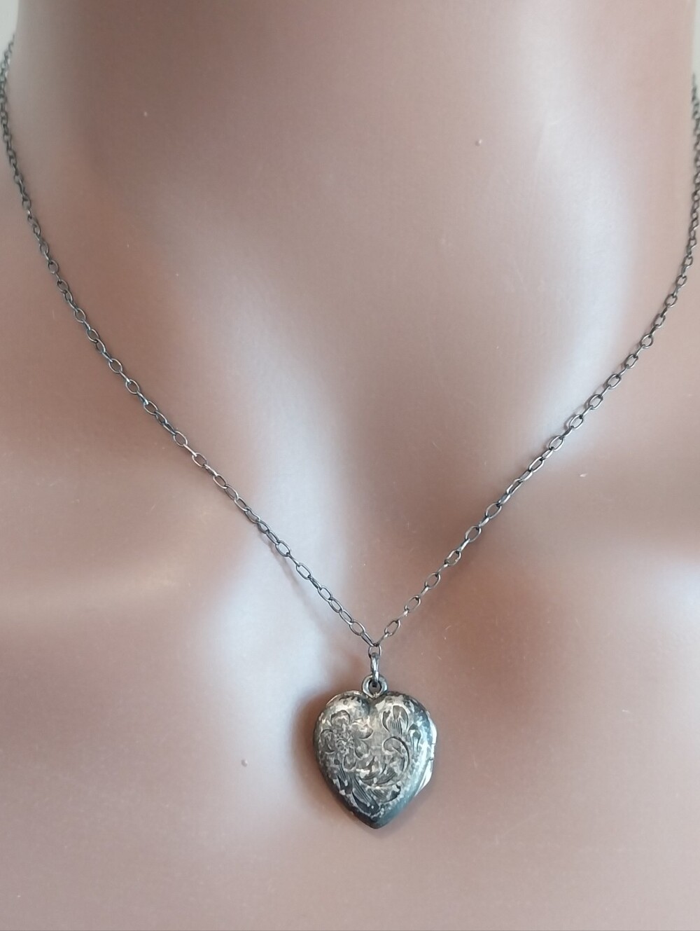Vintage Birks  Heart Locket Sterling Silver Necklace - Sterling Silver Pendant